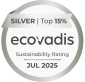 EcoVadis Silbermedaille für Nachhaltigkeit | Top 15% der Unternehmen Weltweit